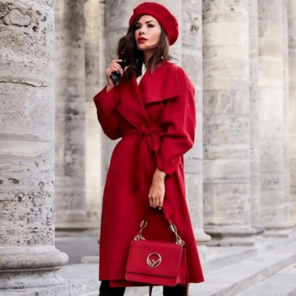 Women's Red Wool Blend French Beret Hat Parisian Fall Winter Classic preppy